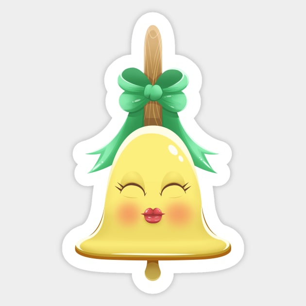 Adorable Christmas bell Sticker by Art by Angele G